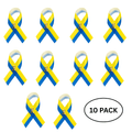 10 Pack Satin Blue & Yellow Ribbon Pins