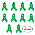 10 Pack Satin Green Ribbon Pins
