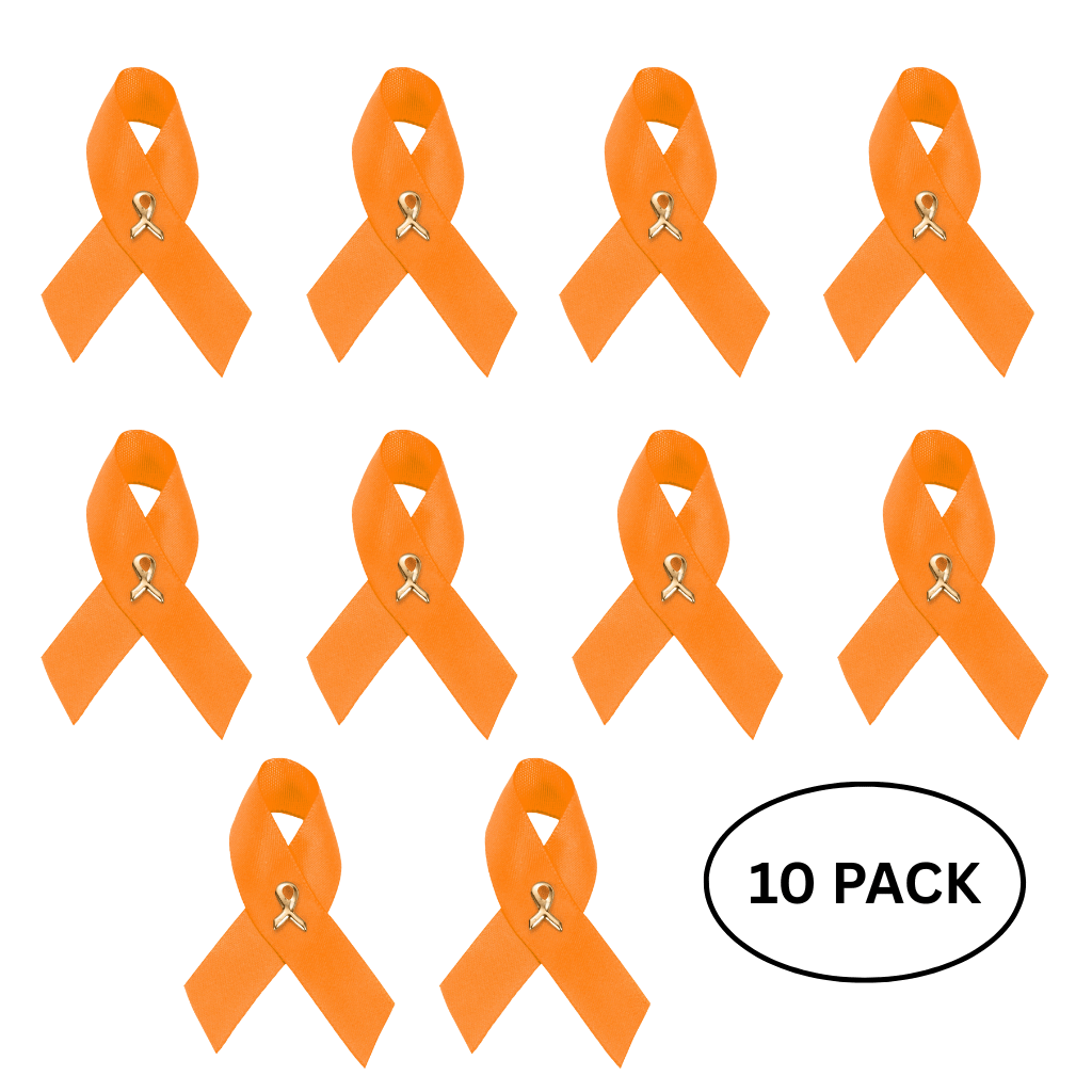 10 Pack Satin Orange Ribbon Awareness Pins