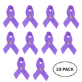10 Pack Satin Purple Ribbon Awareness Pins