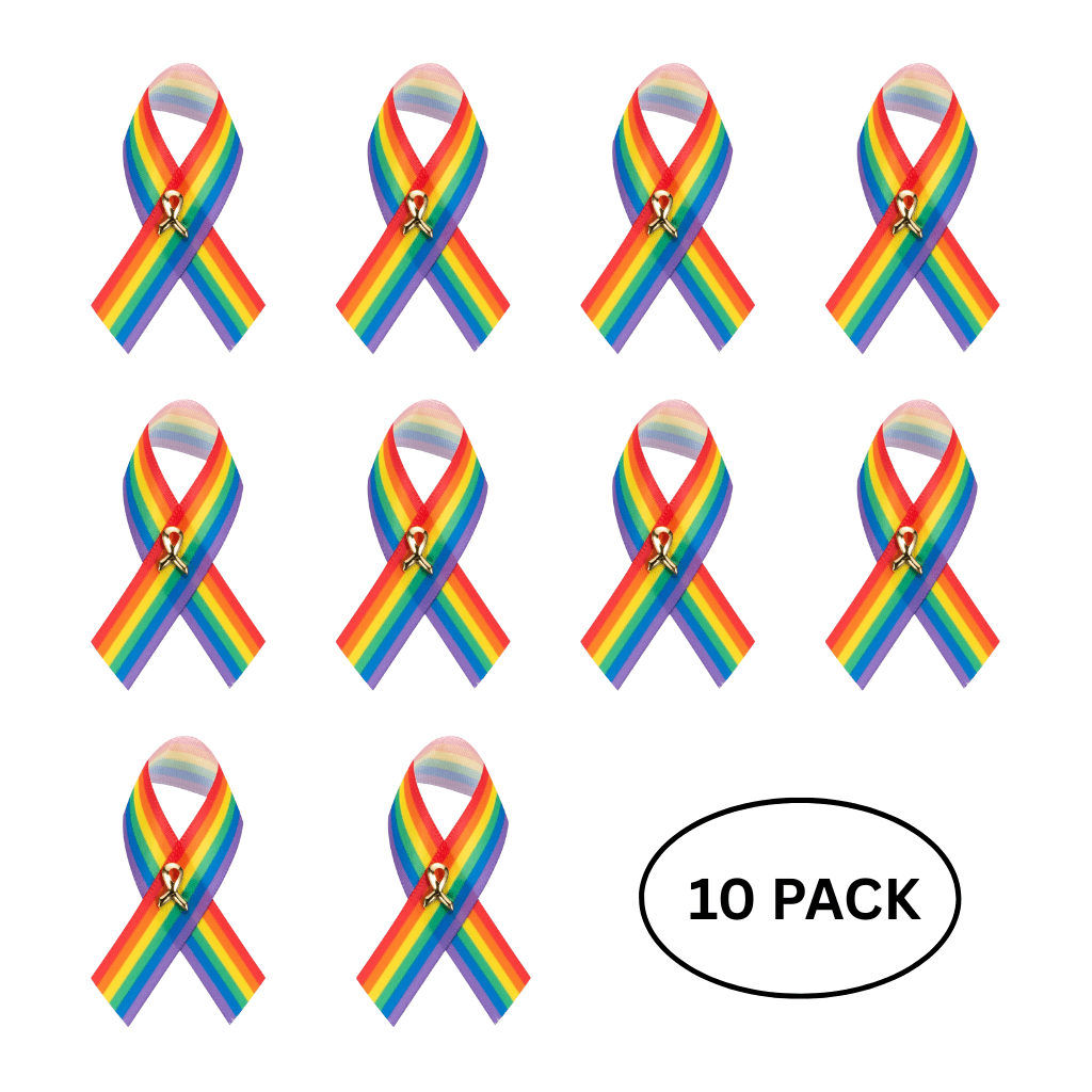 10 Pack Satin Rainbow Ribbon Pins
