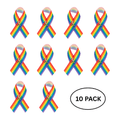 10 Pack Satin Rainbow Ribbon Pins