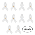 10 Pack Satin White Ribbon Pins