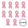 10 Pack Silicone Pink Ribbon Pins