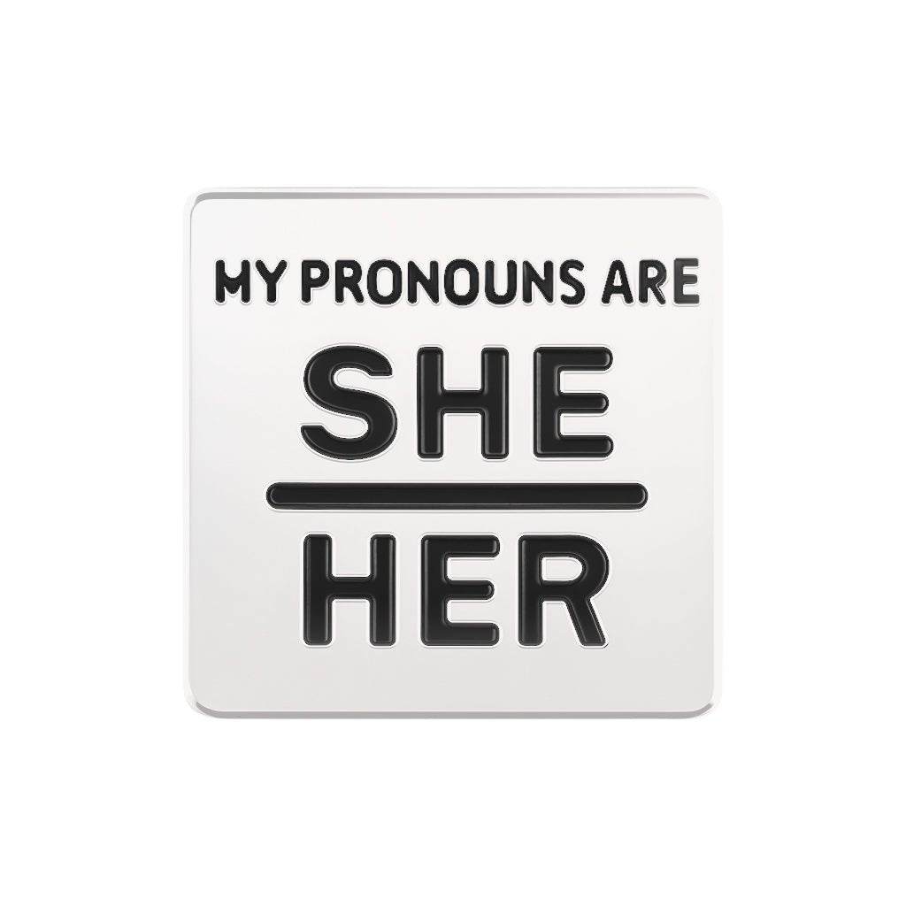 10 Pack Silver My Pronouns Are She Her Pins