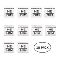 10 Pack Silver Square My Pronouns Are He Him Pins