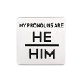 Silver Square My Pronouns Are He Him Pins