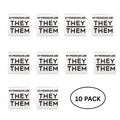10 Pack Silver Square My Pronouns Are They Them Pins