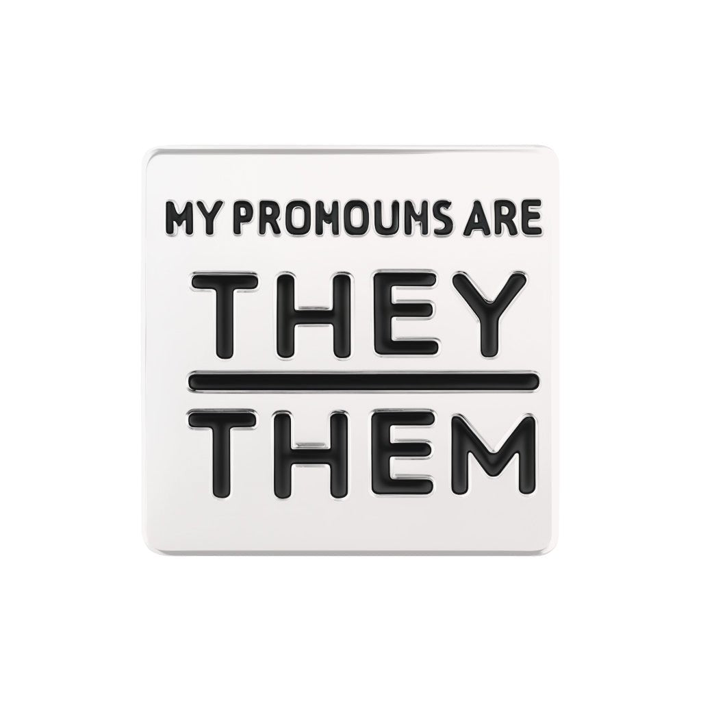 Silver Square My Pronouns Are They Them Pins