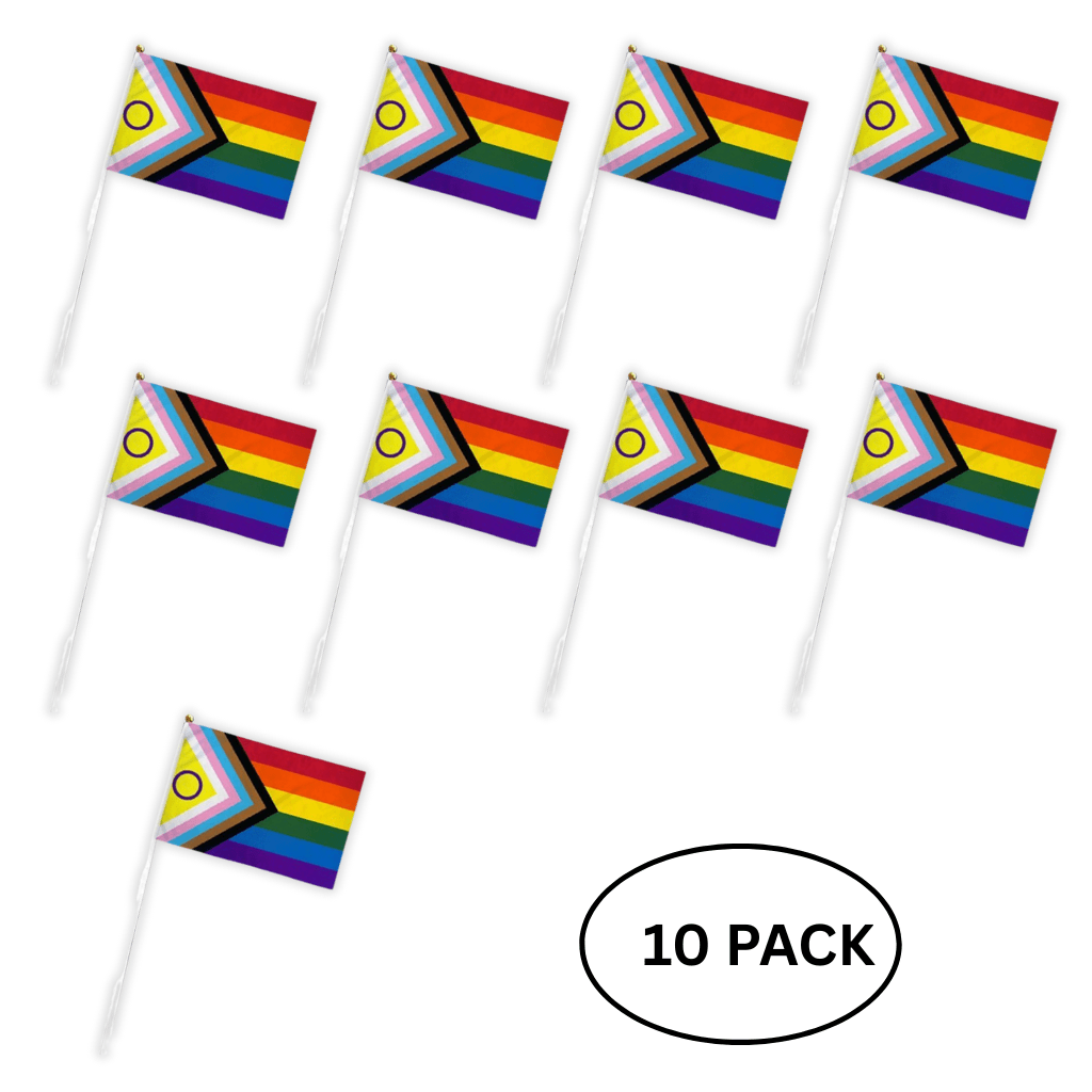 10 Pack Small Daniel Quasar Intersex-Inclusive Flags on a Stick