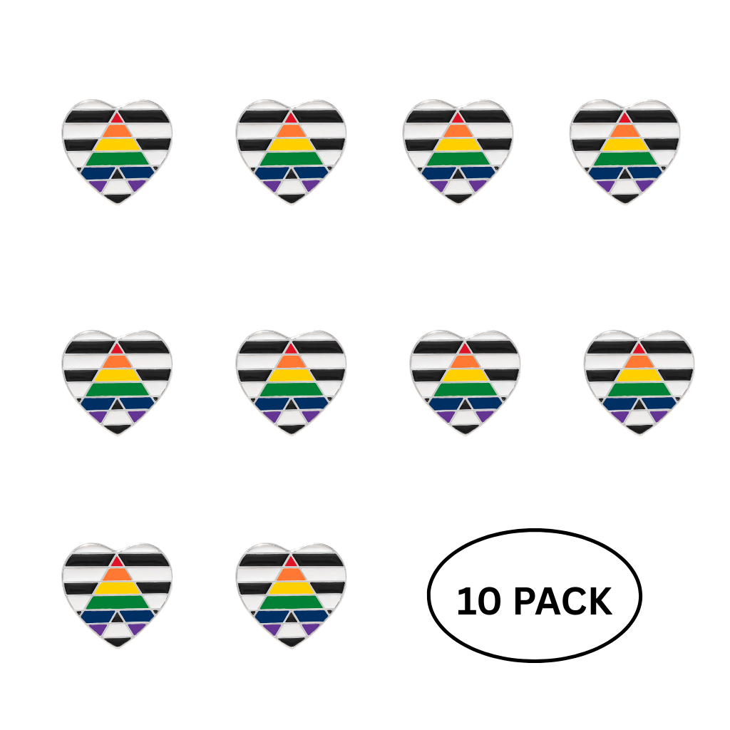 10 Pack Straight Ally Flag Heart Pins
