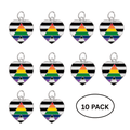 10 Pack Straight Ally LGBTQ Pride Heart Charms