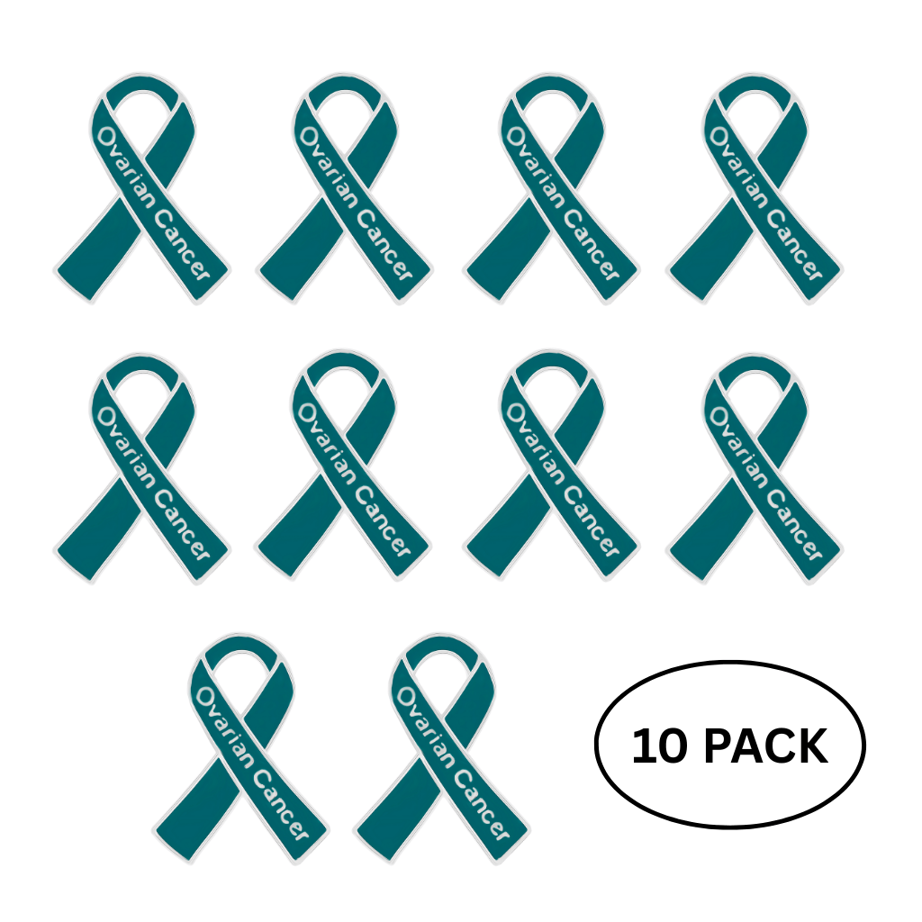 10 Pack Teal Ovarian Cancer Ribbon Pins