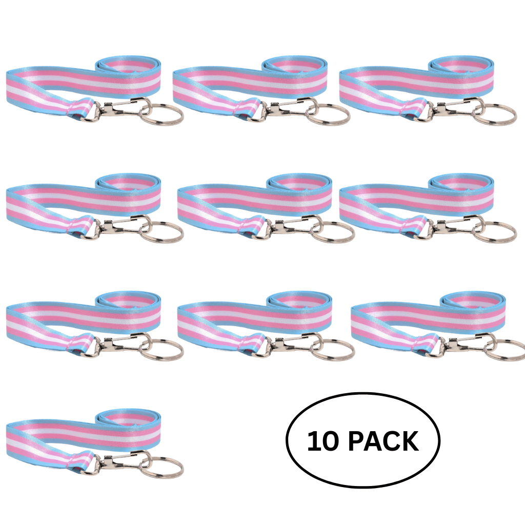 10 Pack Transgender Flag Lanyards