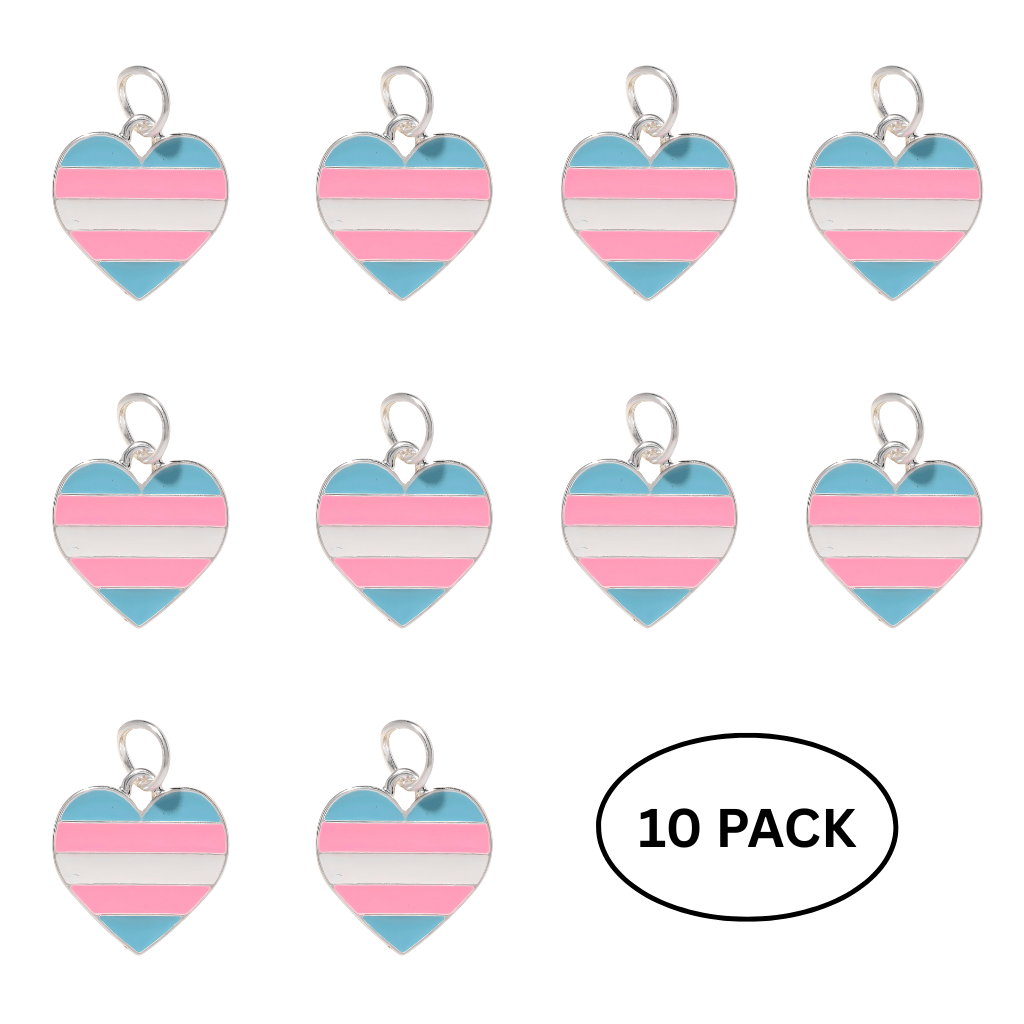 10 Pack Transgender Heart Pride Charms