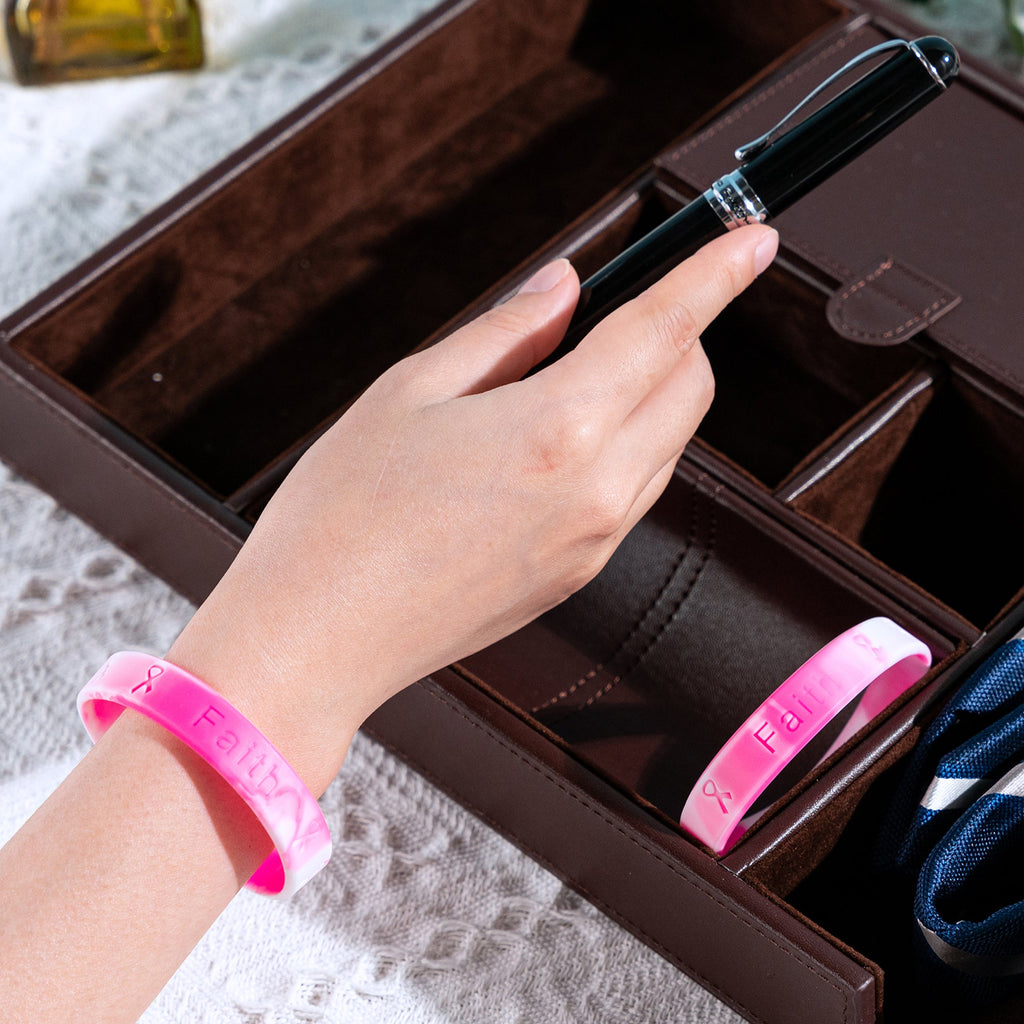 Pink Ribbon Breast Cancer Silicone Bracelets