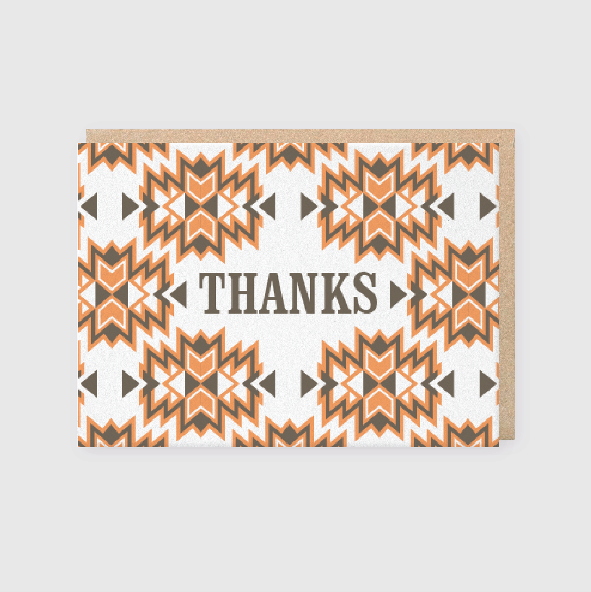 Thanks Orange Brown Pattern Greeting Card