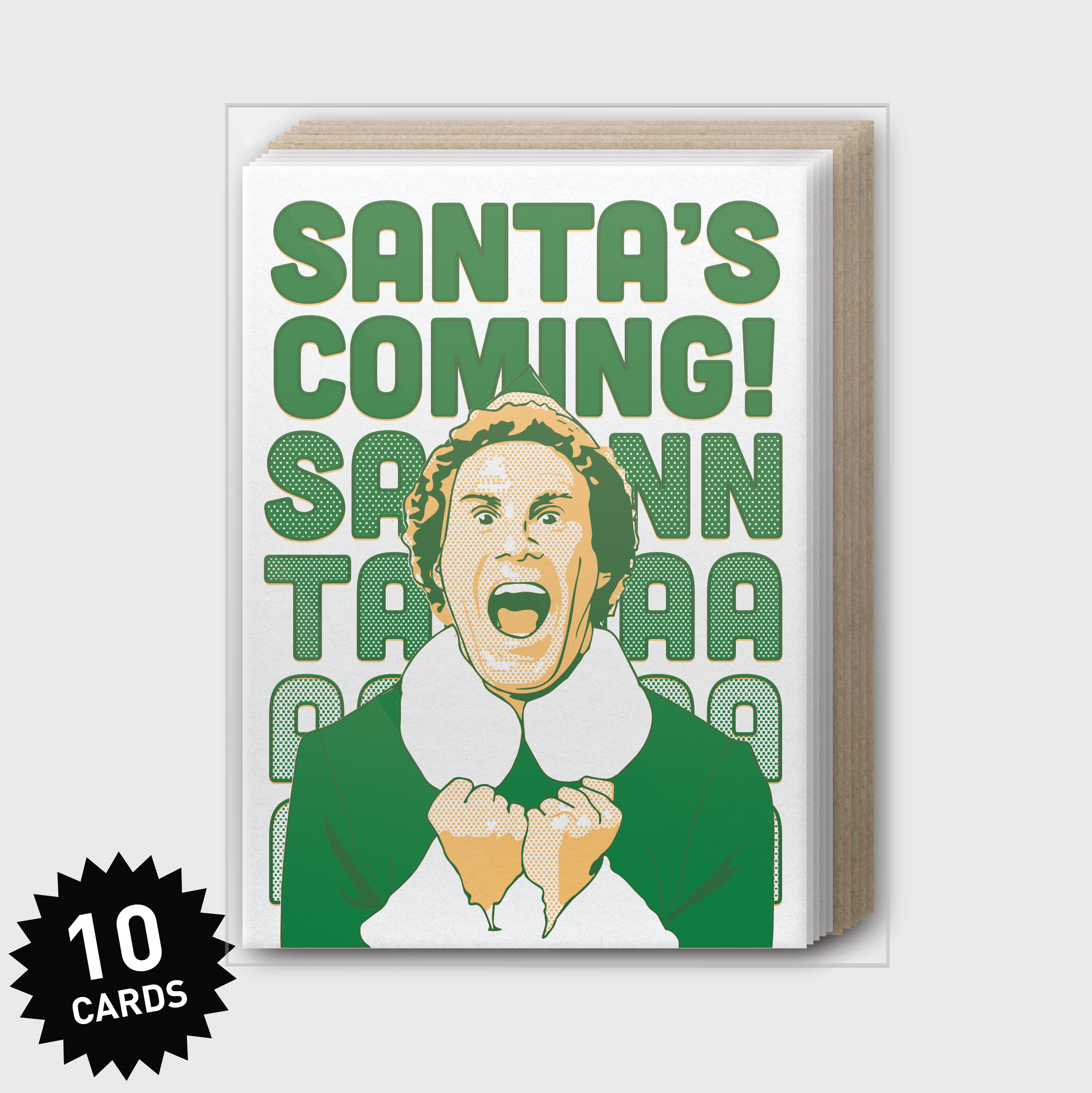 Box Set of 10 - Santa's Coming Greeting Card