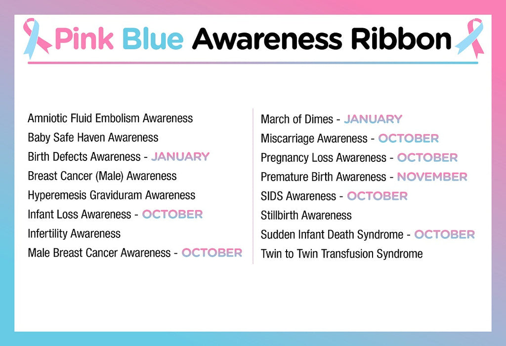 10 Pack Small Pink & Blue Ribbon Lapel Pins