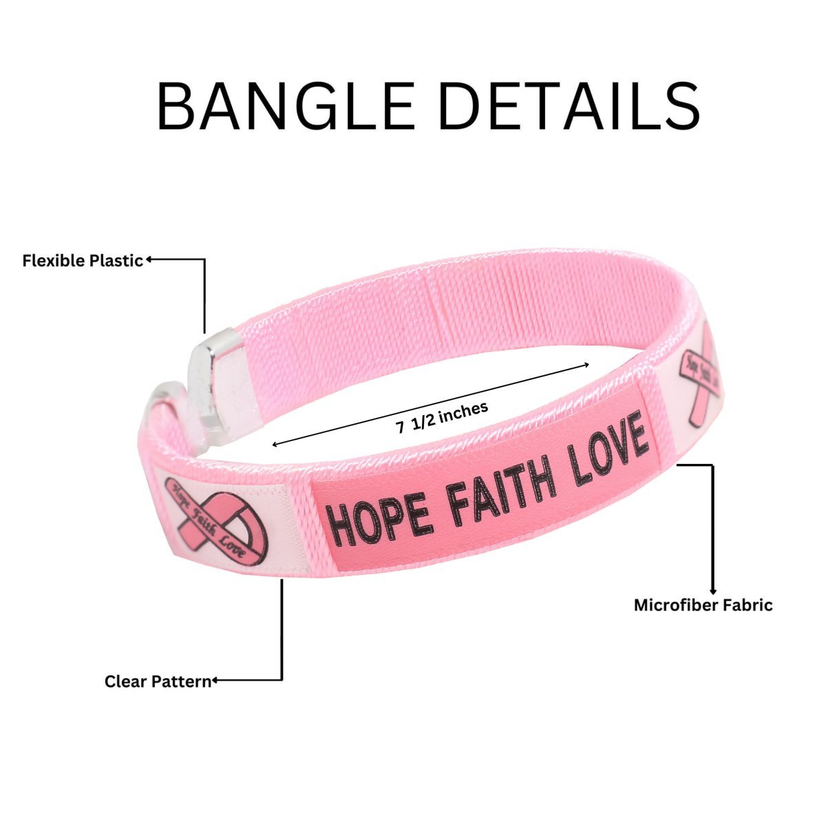 10 Pack Breast Cancer Awareness Bangle Bracelets