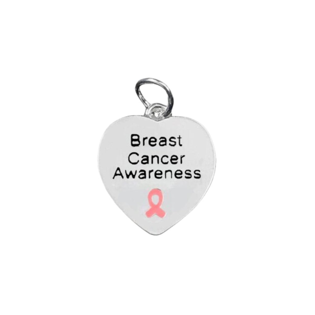 10 Pack Breast Cancer Awareness Heart Charms