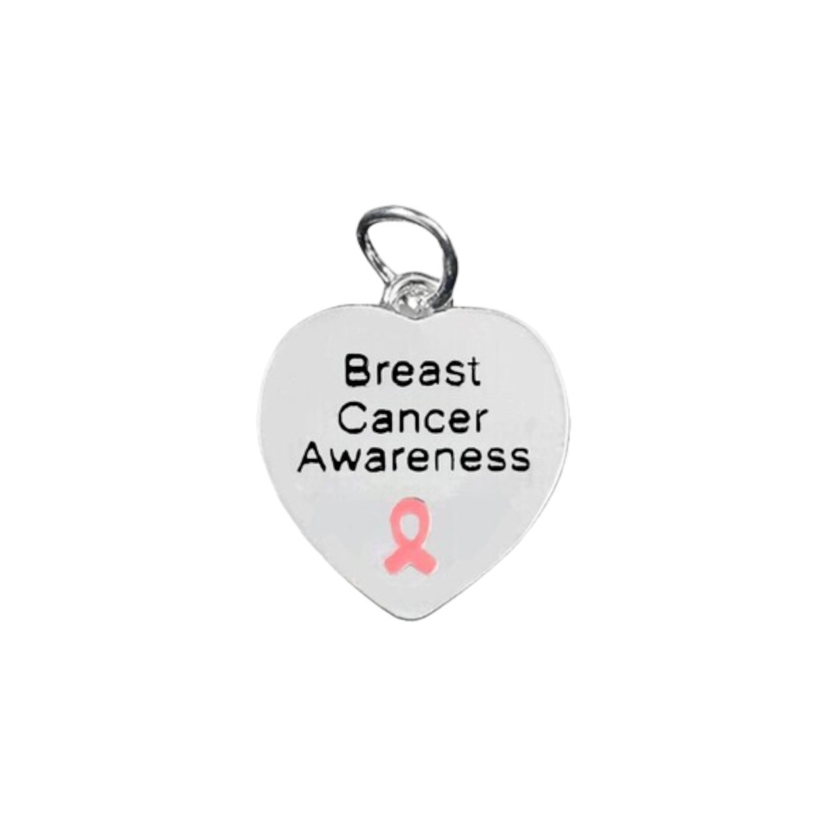 10 Pack Breast Cancer Awareness Heart Charms