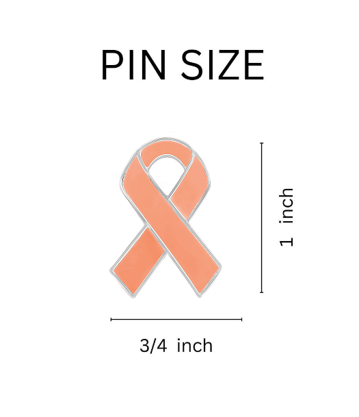 10 Pack Peach Ribbon Awareness Pins