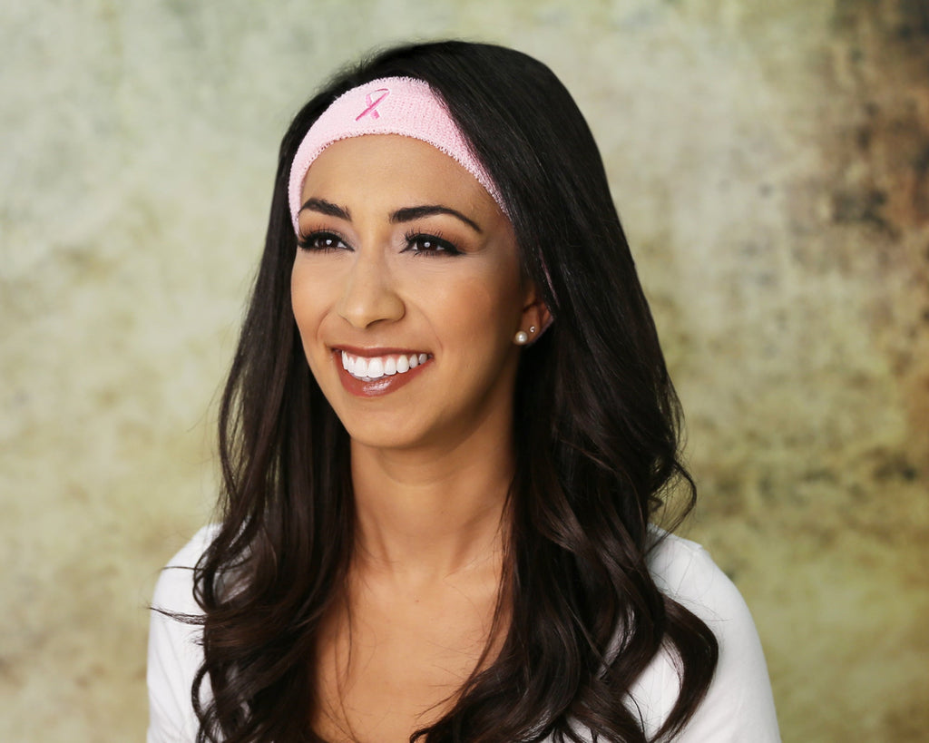 10 Pack Pink Ribbon Sport Headbands