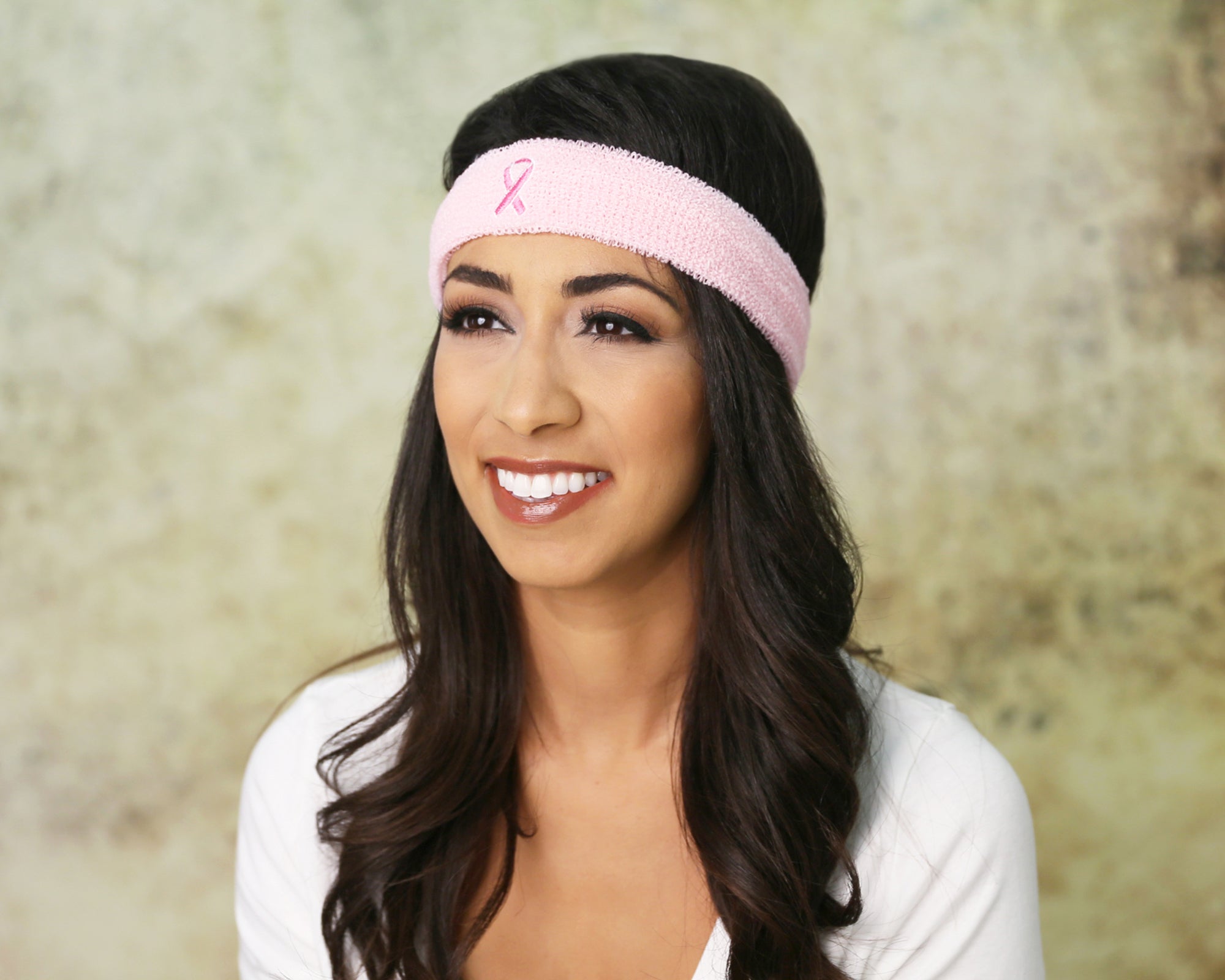 10 Pack Pink Ribbon Sport Headbands