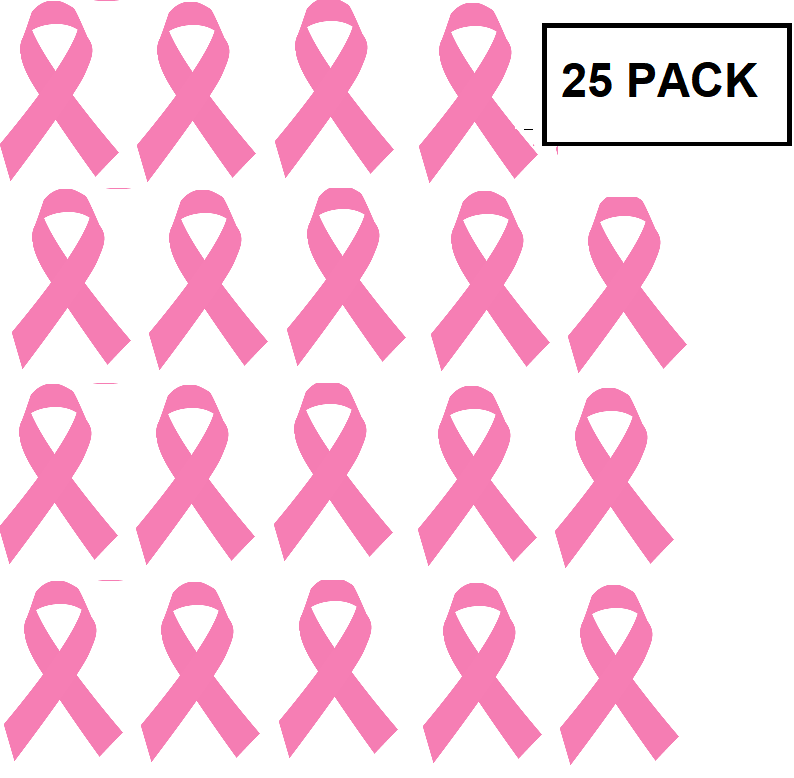 25 Pack Small Breast Cancer Ribbon Decals