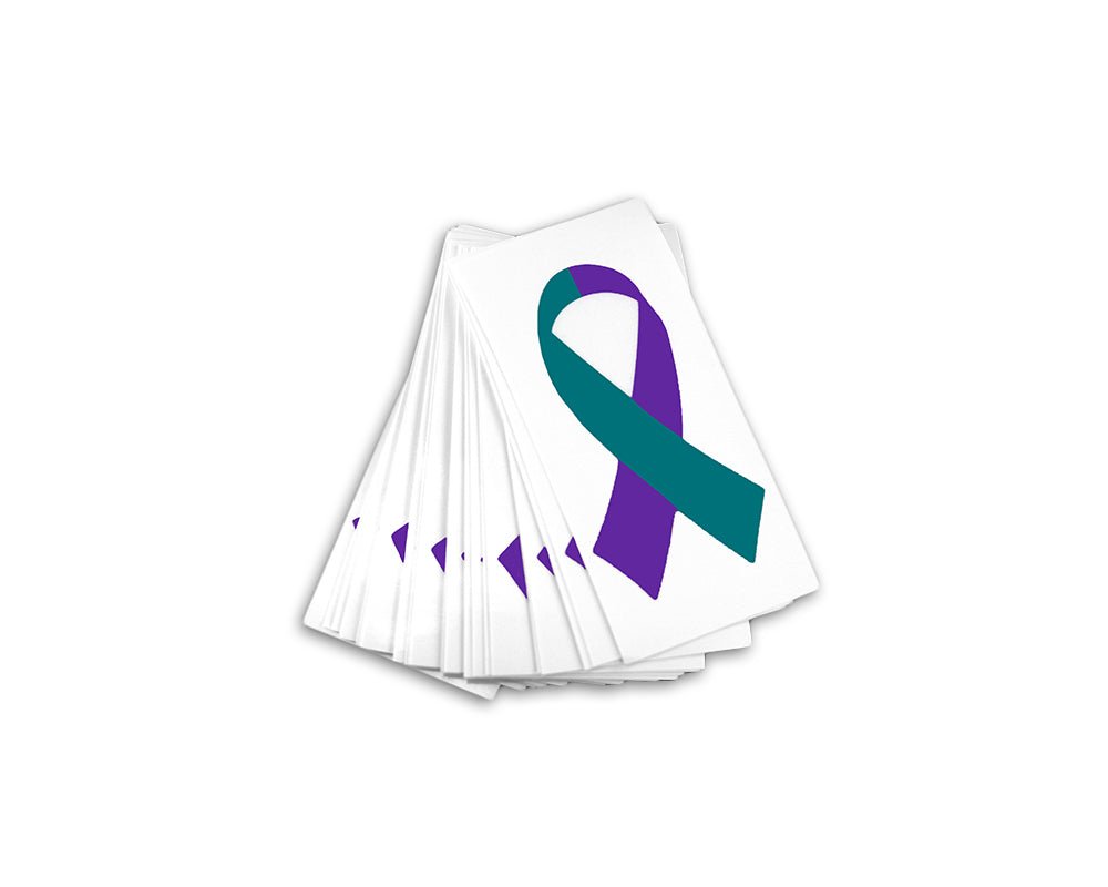 25 Pack Teal & Purple Ribbon Awareness Decals