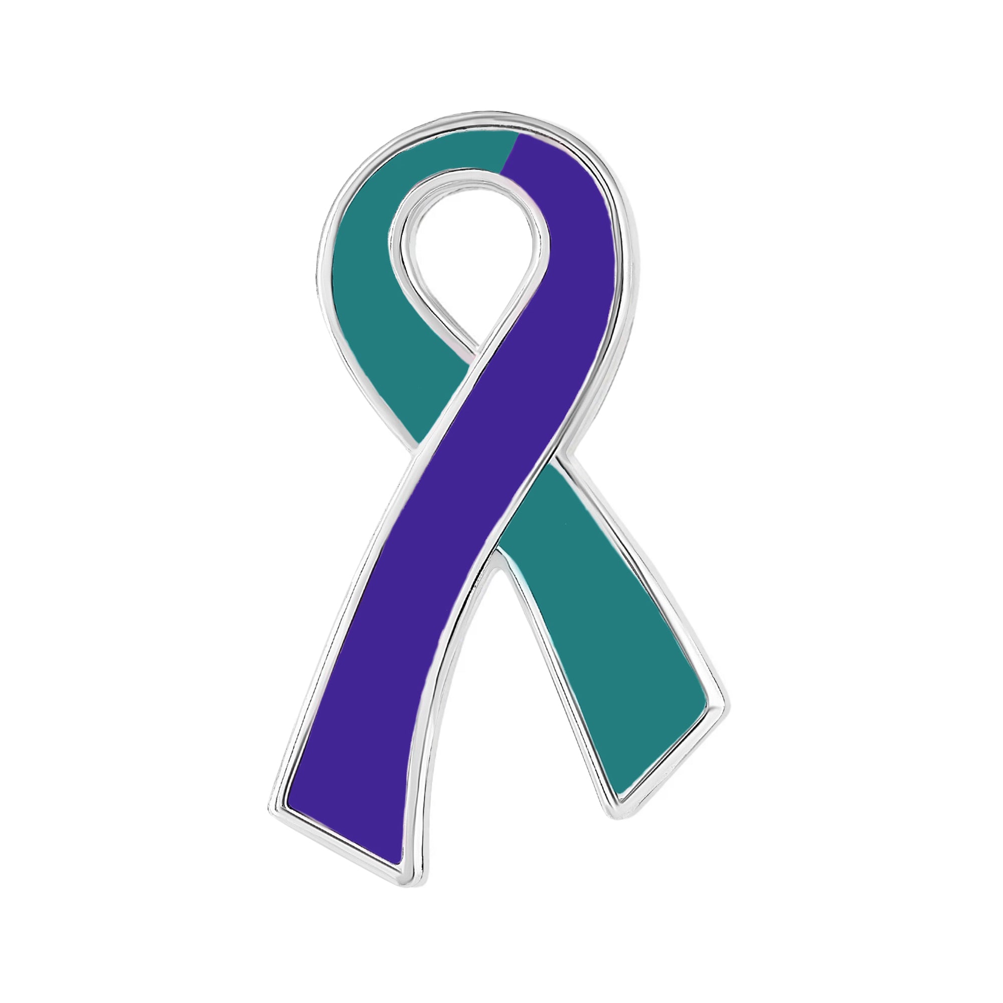 10 Pack Teal & Purple Ribbon Pins for Suicide & Sexual Assault
