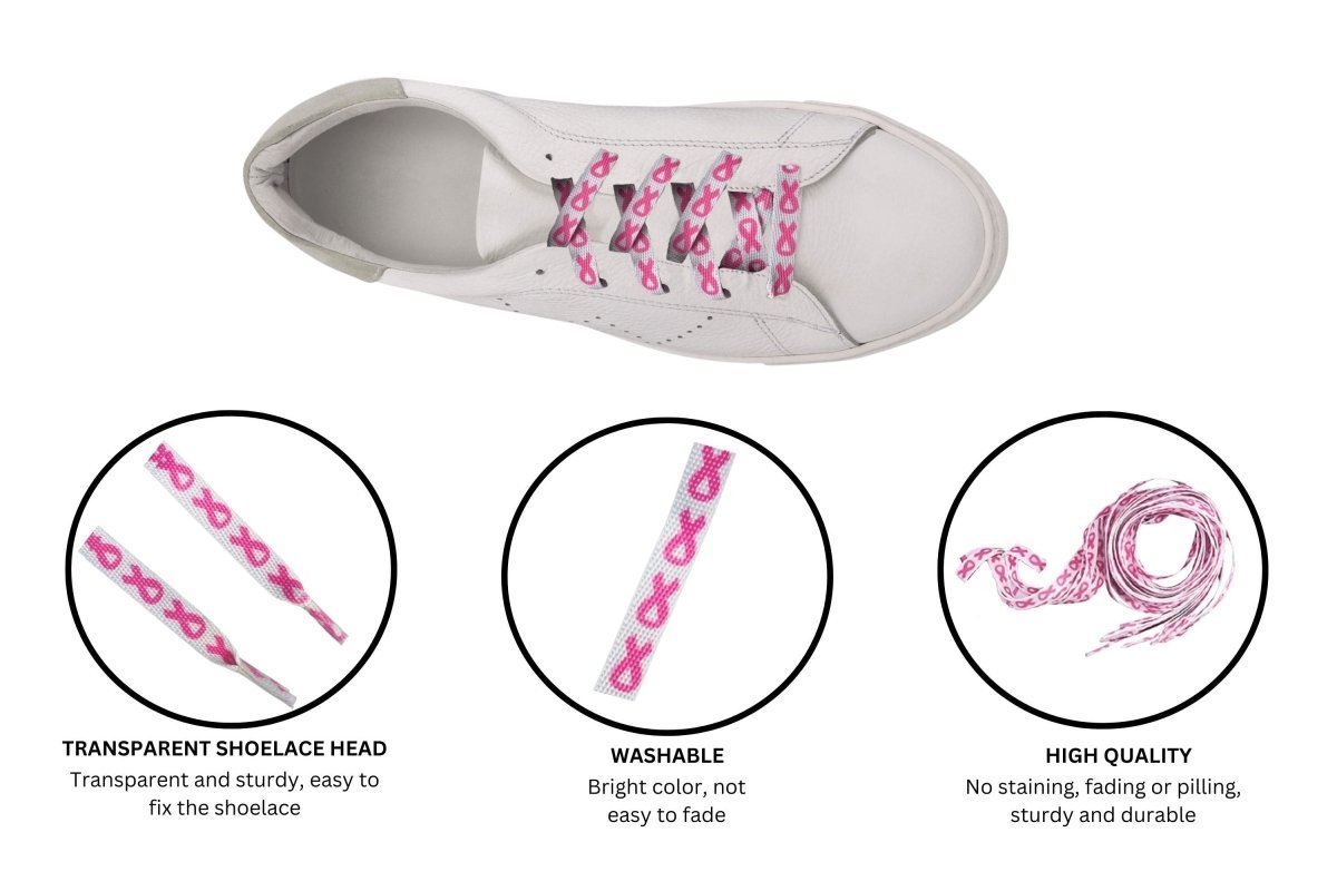 10 Pairs Breast Cancer Pink Ribbon Shoelaces