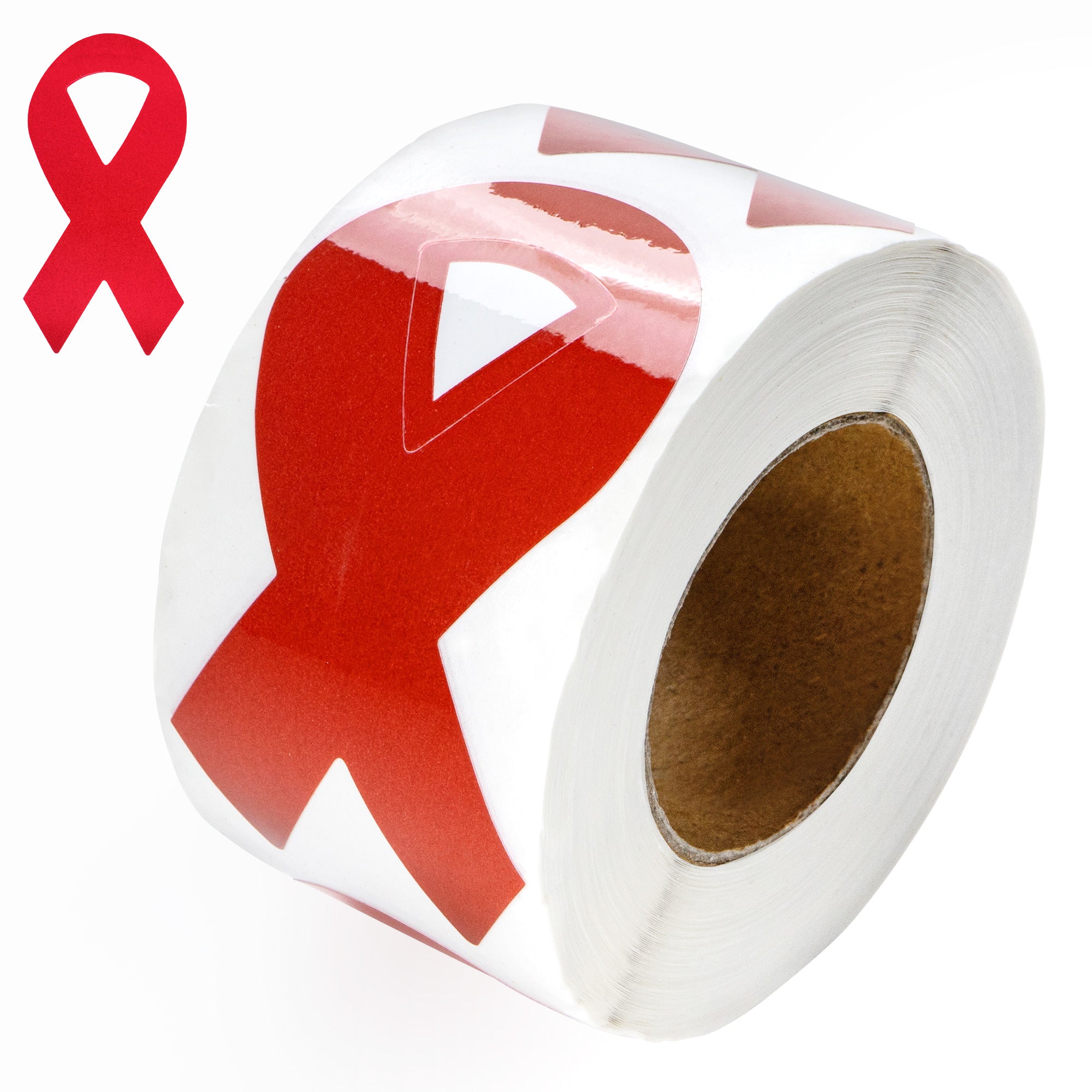 250 Large Red Ribbon Stickers (250 per Roll)