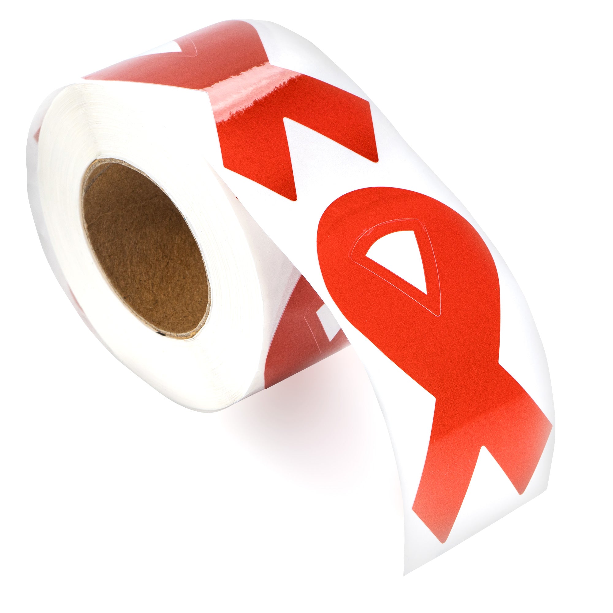 250 Large Red Ribbon Stickers (250 per Roll)