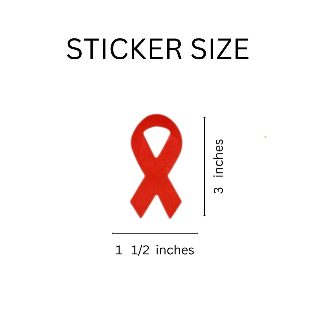250 Large Red Ribbon Stickers (250 per Roll)