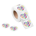 250 Rainbow Paw Print Heart Stickers (250 Per Roll)