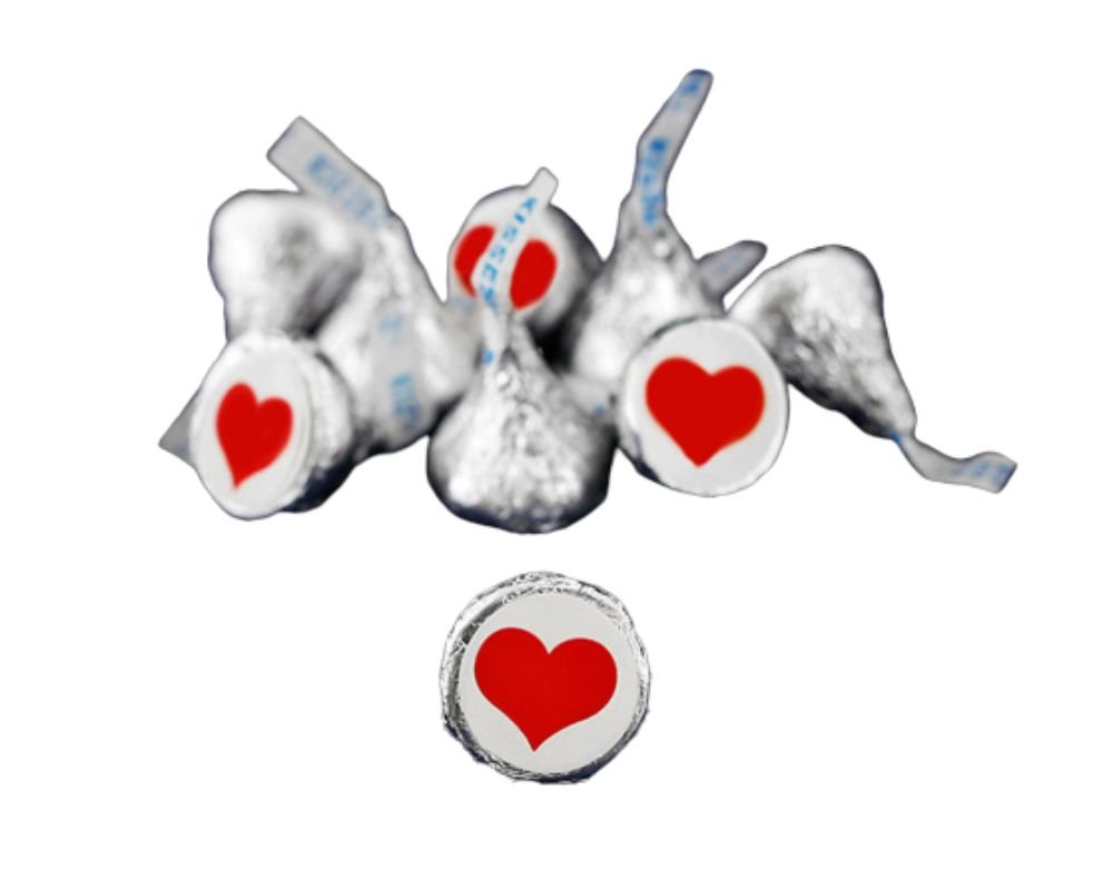 250 Small 3/4 Inch Round Red Heart Stickers (250 per Roll)