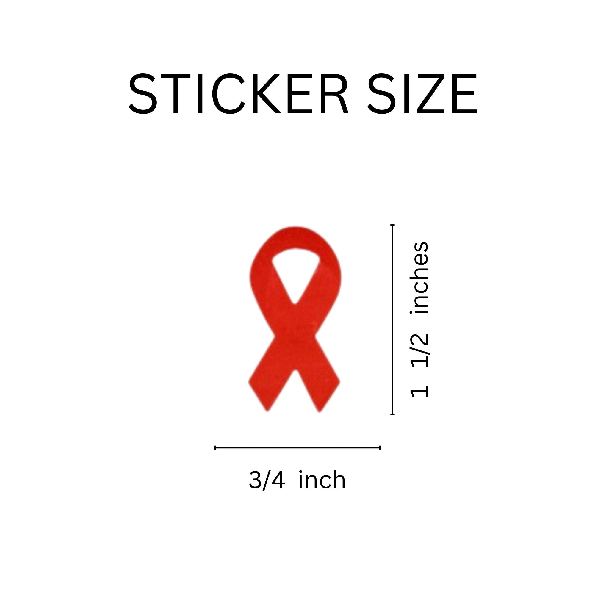 250 Small Red Ribbon Stickers (250 per Roll)