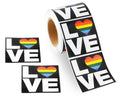 250 Square Rainbow Heart Love Stickers (250 per Roll)
