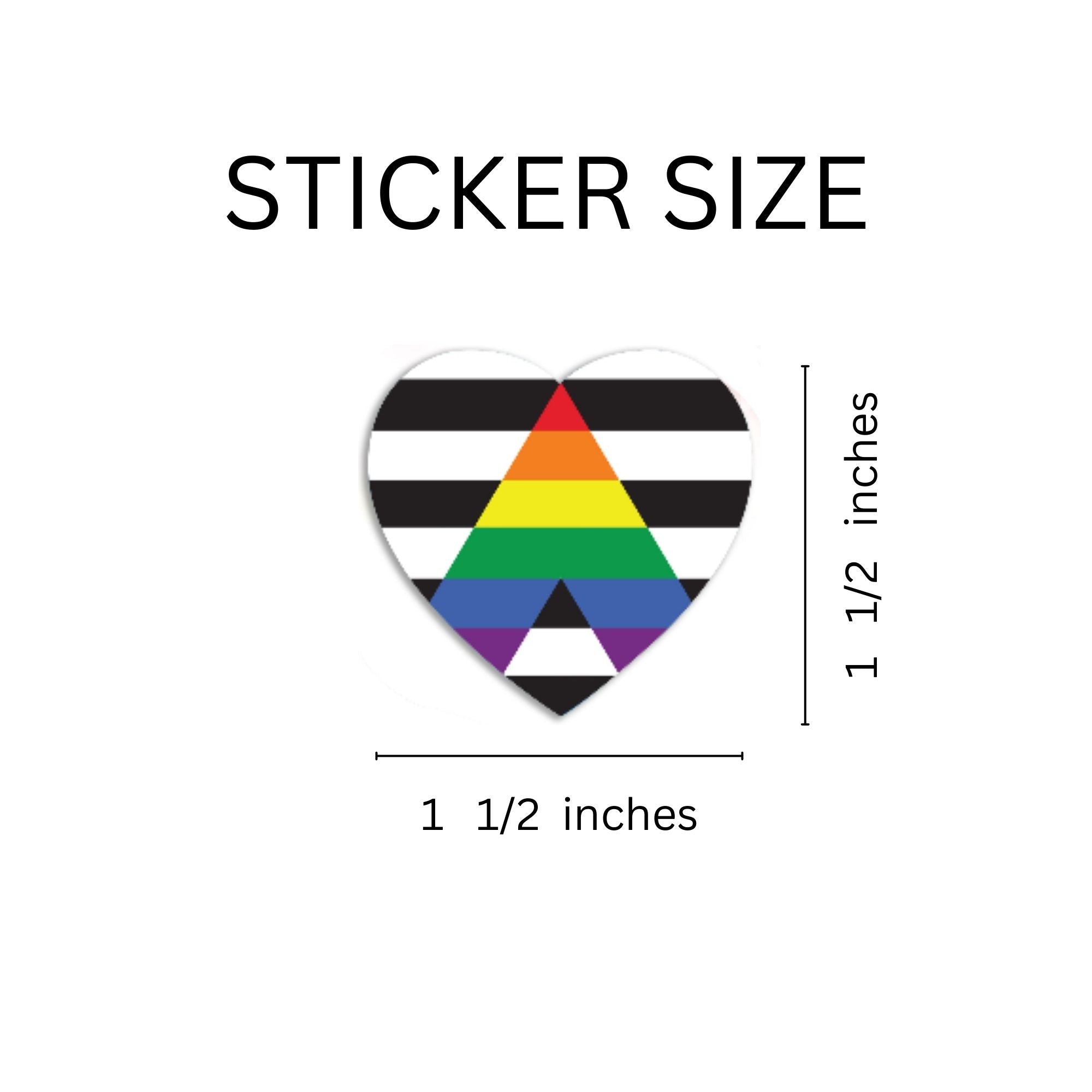 250 Straight Ally Allies LGBTQ Gay Pride Heart Stickers (250 per Roll)