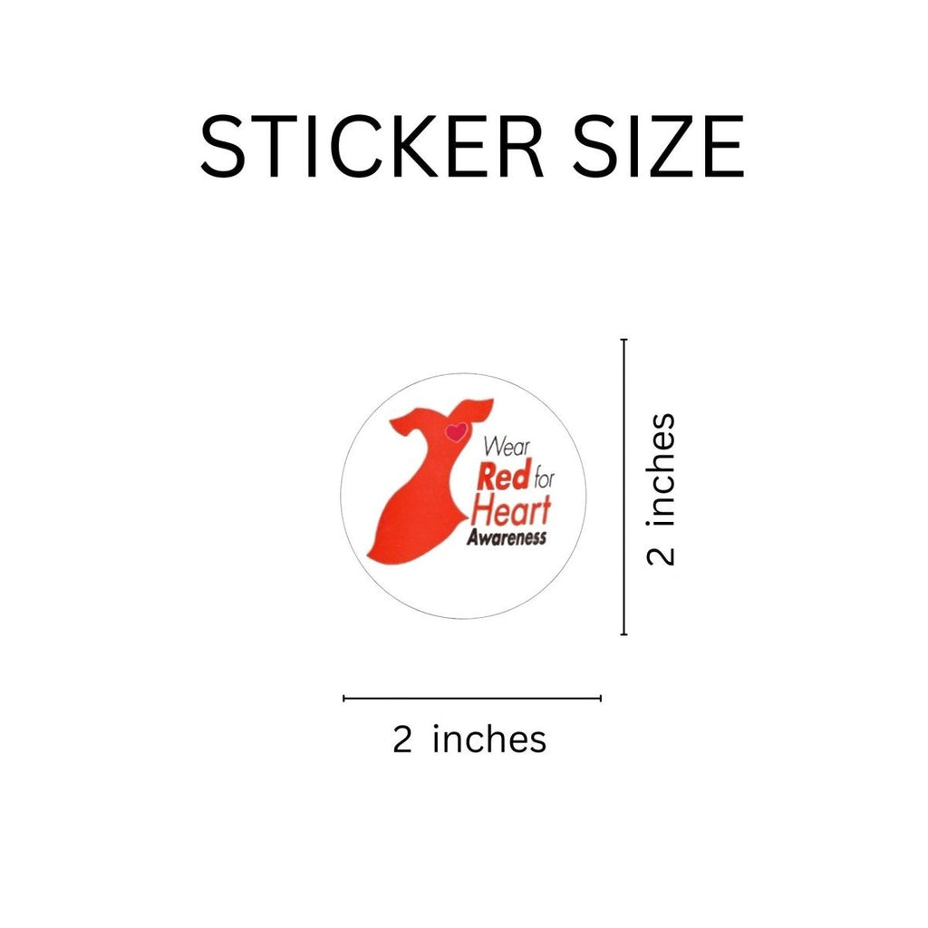 250 Wear Red for Heart Awareness Stickers