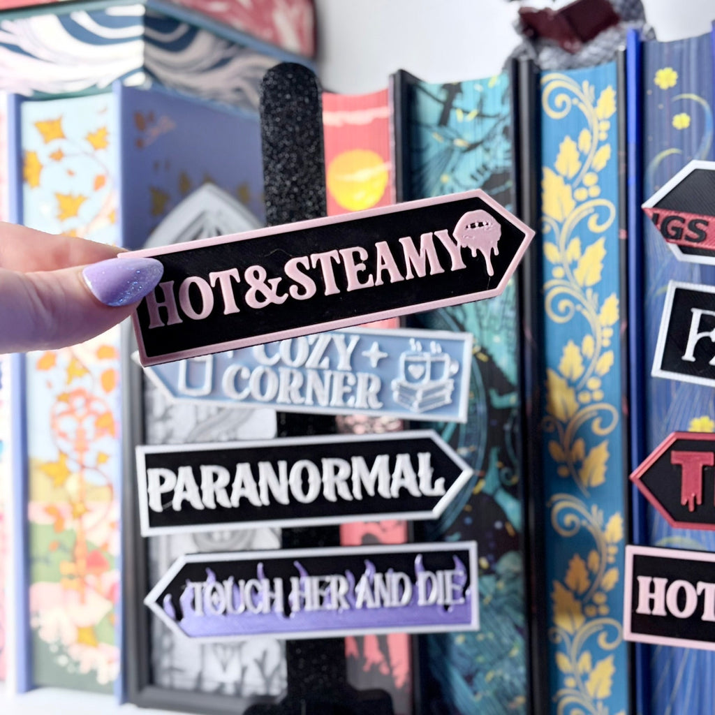 3D Printed Book Trope Sign Post - Choose Up To Four Magnetic Signs