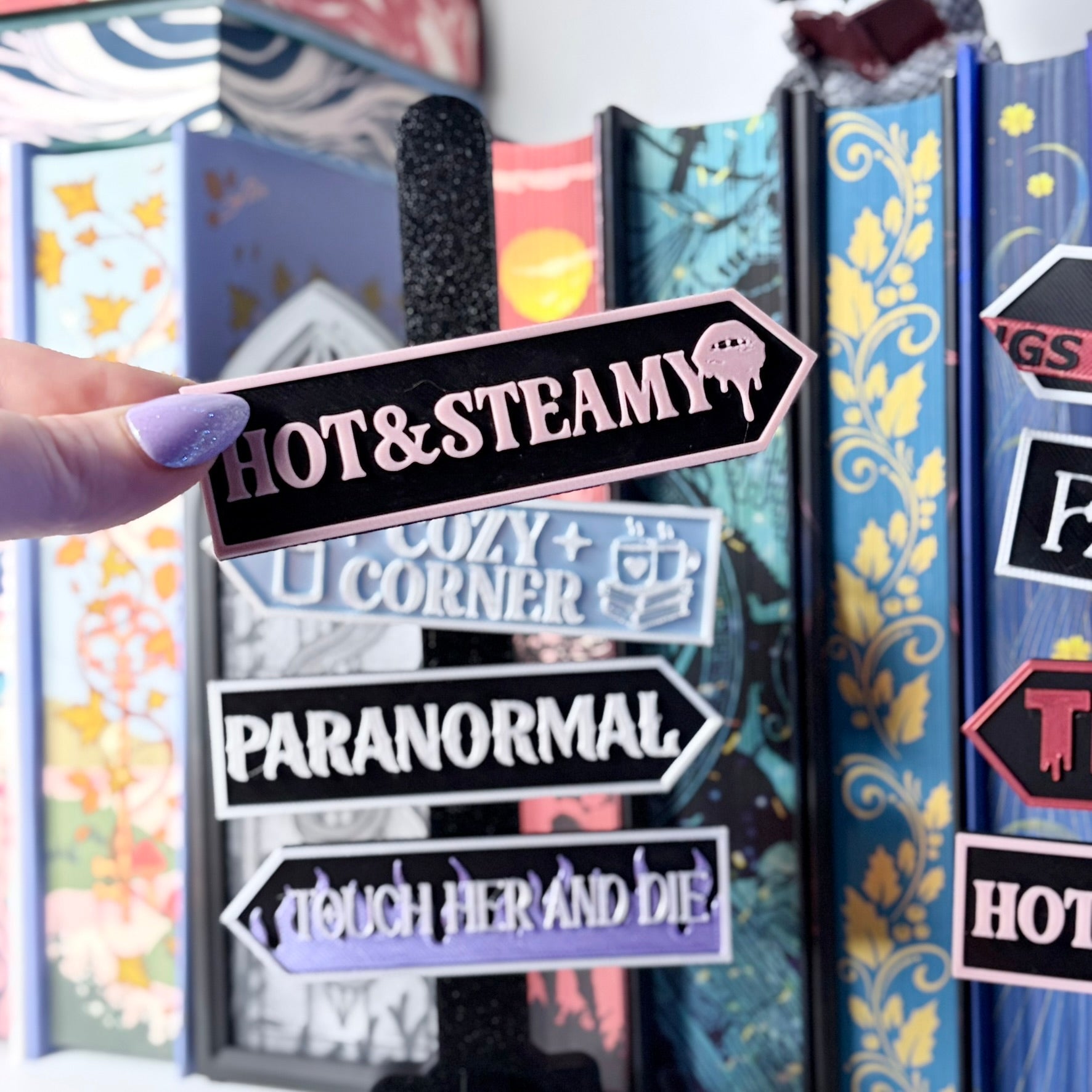 3D Printed Book Trope Sign Post - Choose Up To Four Magnetic Signs