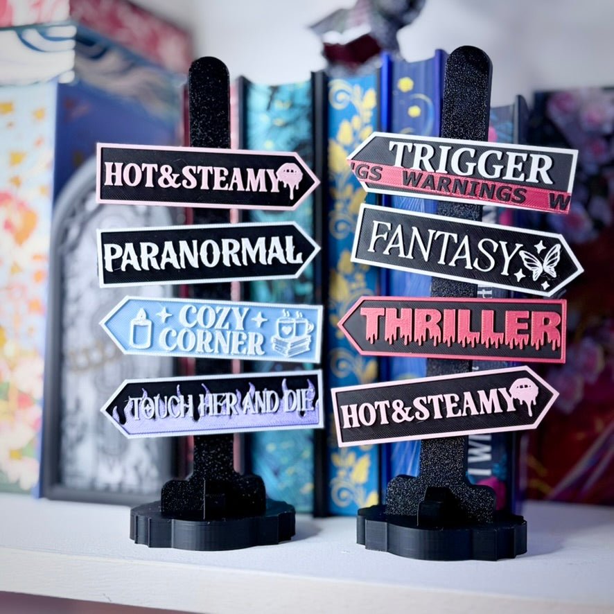 3D Printed Book Trope Magnetic Signs (Add on - Sign Post Sold Separately)