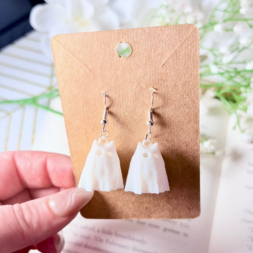 3D Printed Cute Ghost Cat Earrings