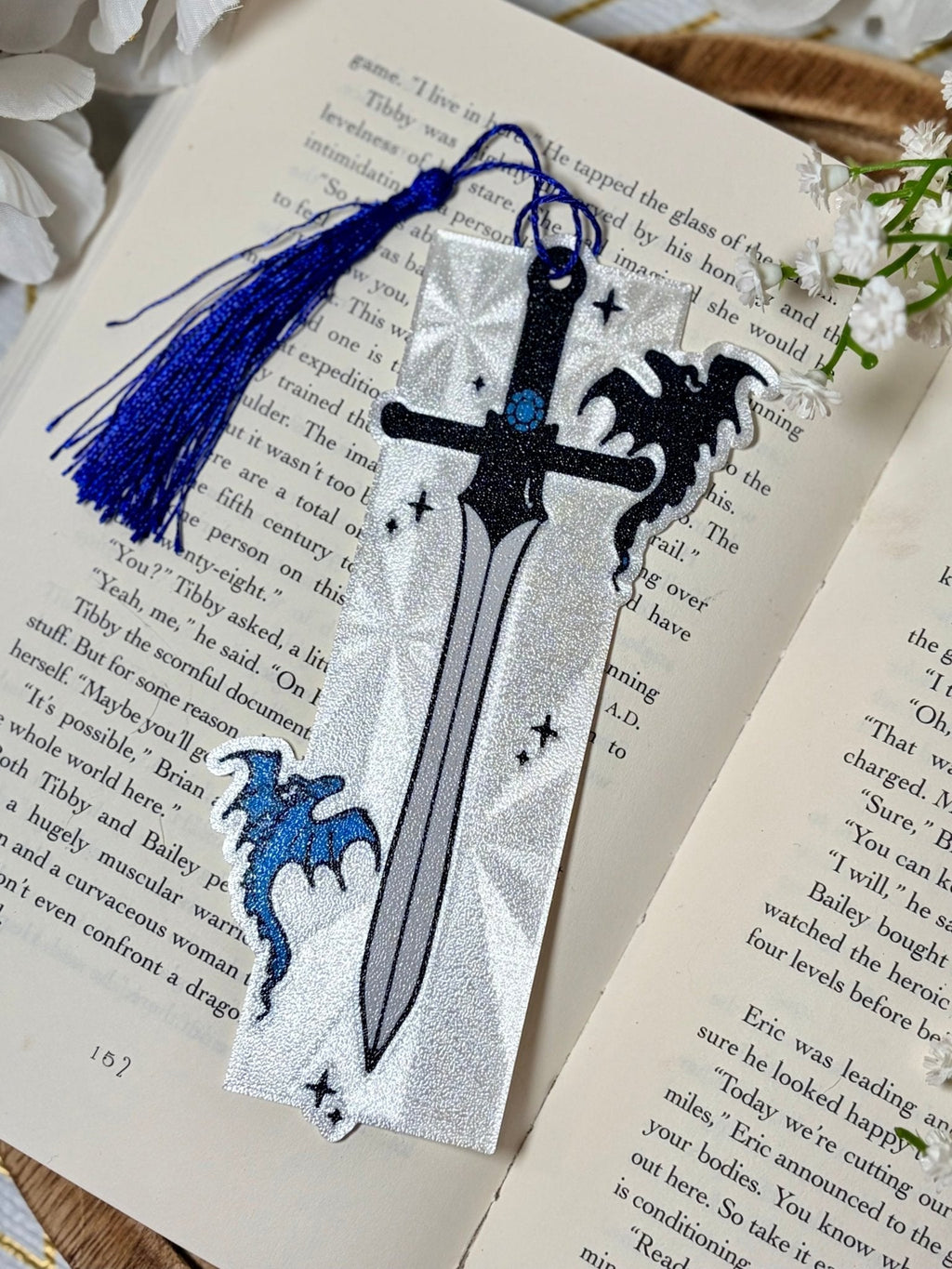 3d Printed Dragons and Sword Bookmark