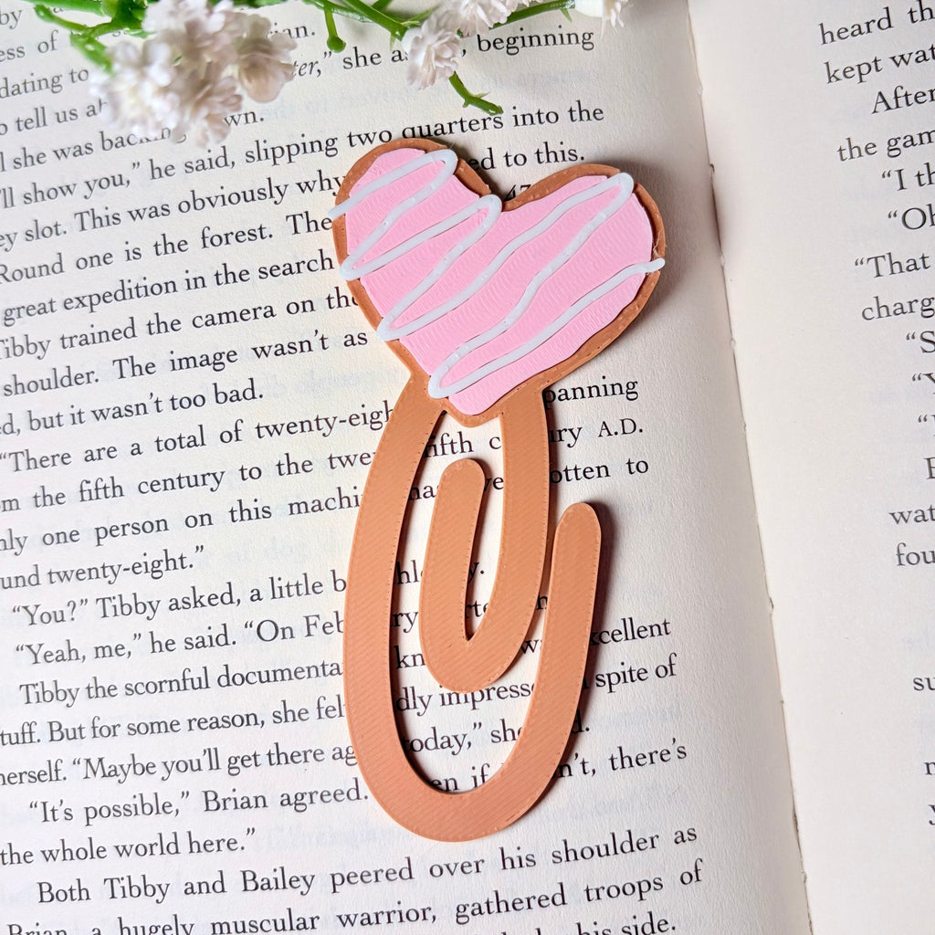 3D Printed Heart Paperclip Bookmark | Cute Book Accessory