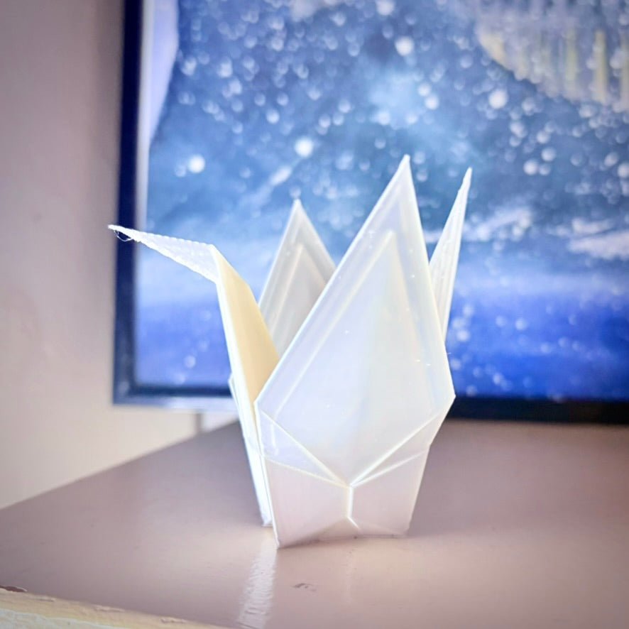 3D Printed Paper Crane Bookshelf Decor