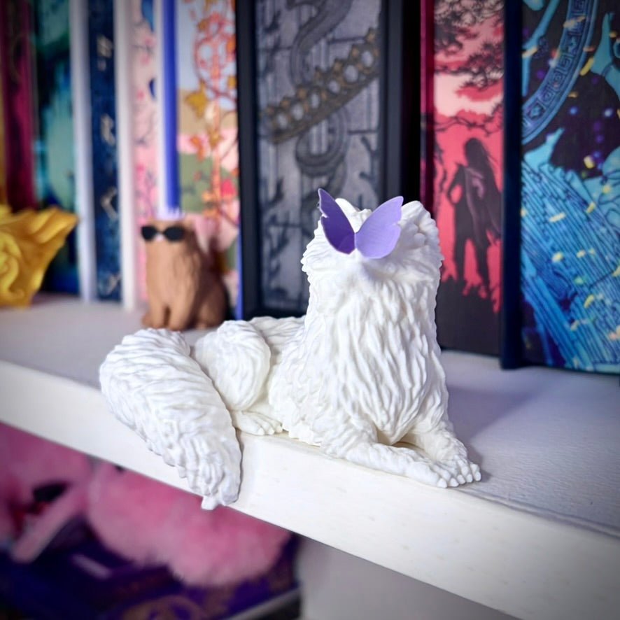 3d Printed Perchling Fox with Butterfly Bookshelf Decor